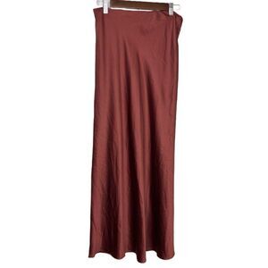 Express Brown Silky Maxi Skirt Small elastic waist